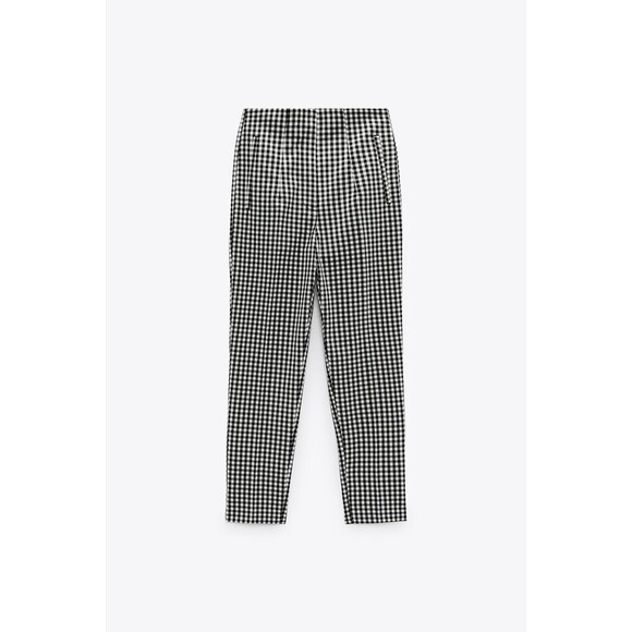 Gingham Print Zara High Waist Cropped Trouser Pants (NWT) - Picture 8 of 11